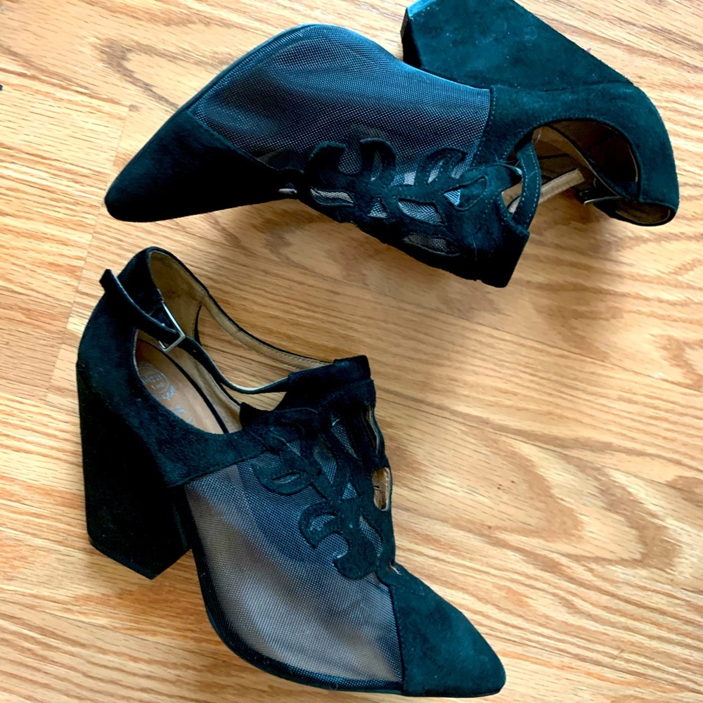 Jeffrey Campbell suede/mesh booties